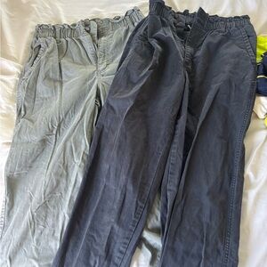 Women’s high waisted Elastic-waist Pants - olive & Dark Gray